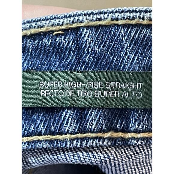 Wild Fable Jeans Womens 10 Blue Super High Rise Straight Button Fly Distressed - Picture 11 of 13